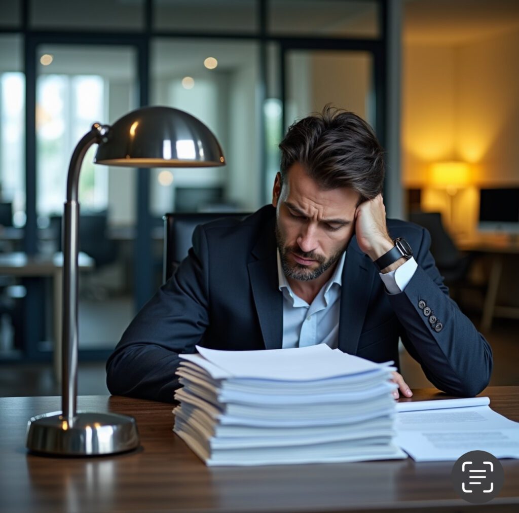 man at desk burnt out