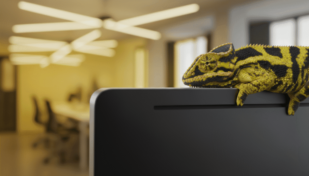chameleon in office